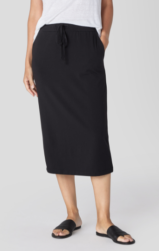 Organic Cotton Stretch Jersey Calf Length Skirt