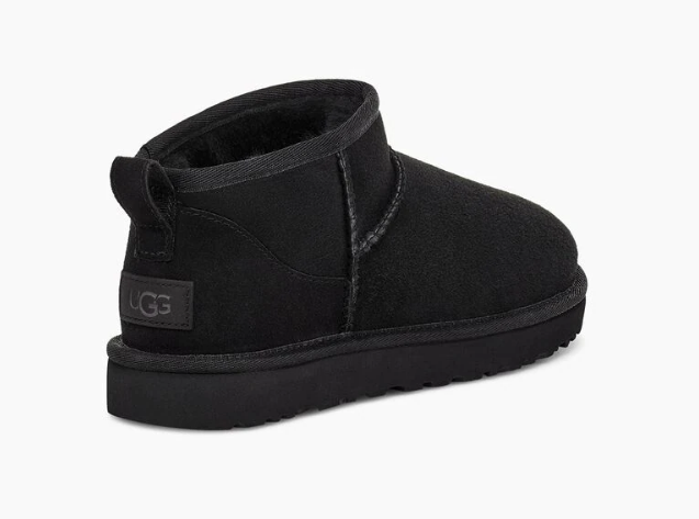 UGG Classic Mini Black Leather Twinface Boots
