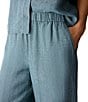 Puckered Linen Wide Ankle Pant w/ Drawstring