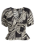 Argenta Printed Cotton Peplum Top