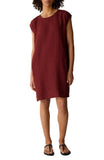 Organic Linen Stripe Jewel Neck Knee Length Dress