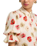 Fiona Floating Poppies Button-Up Top