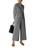 Check Print Wide Leg Ankle Pants