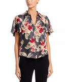 Fiona Wilted Poppy Flutter Sleeve Top