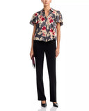 Fiona Wilted Poppy Flutter Sleeve Top