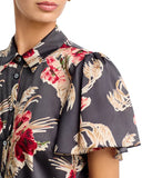 Fiona Wilted Poppy Flutter Sleeve Top