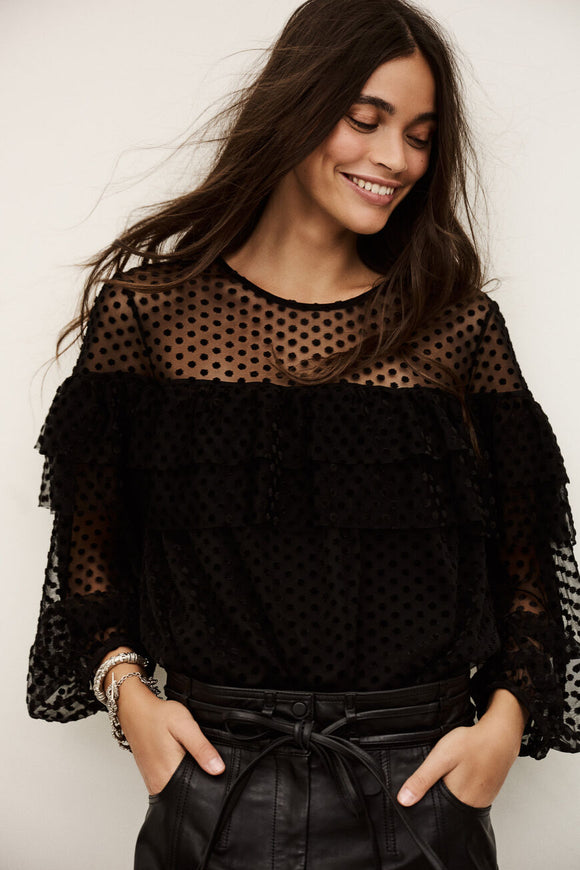 Raff Polka Dot Sheer Blouse