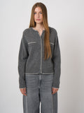 Cashmere-Wool Bouclé Cardigan with Scalloped Edges