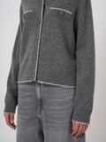 Cashmere-Wool Bouclé Cardigan with Scalloped Edges