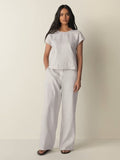Striped Linen Sheen Square Top