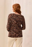 Printed Cable Cotton Crew Neck Sweater