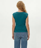 Crew Neck Power Shoulder Top