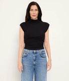 Amara Mock Neck Power Shoulder Top