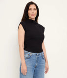 Amara Mock Neck Power Shoulder Top