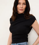 Amara Mock Neck Power Shoulder Top