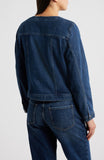 Cotton Stretch Denim Round Neck Jean Jacket