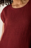 Organic Linen Stripe Jewel Neck Knee Length Dress