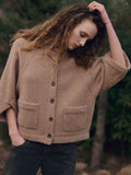 Oversized Wool-Alpaca Cardigan with Patch Pockets