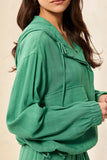 Lightweight Linen Button-Front Hooded Jacket