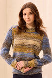 Space-Dye Textured Mock Neck Puff Sleeve Sweater