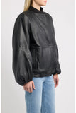 Kylie Oversized Leather Bomber Jacket