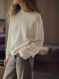 Cropped Cashmere-Cotton Sweater with Wide Rib Boat Neck