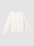 Cropped Cashmere-Cotton Sweater with Wide Rib Boat Neck