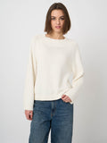 Cropped Cashmere-Cotton Sweater with Wide Rib Boat Neck