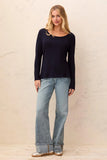 Soft French Terry Scoop Neck Long Sleeve Top