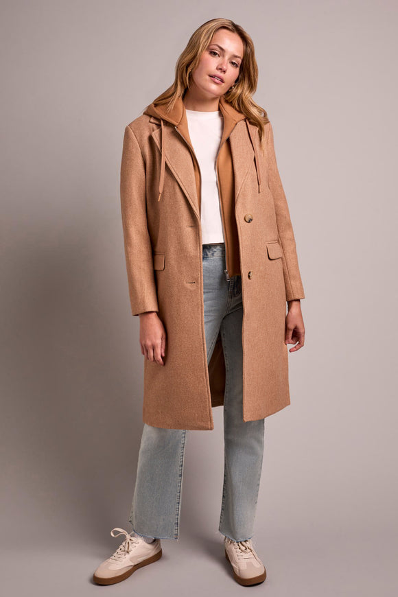 Bond Knit Trench Coat with Removable Hoodie