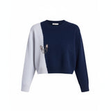 Hot Fix Colorblock Cashmere Dog Crew