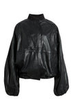 Kylie Oversized Leather Bomber Jacket
