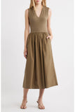 Winnie Mixed Media Midi Dress