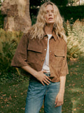 Women’s Suede Shirt Jacket With Chest Pockets