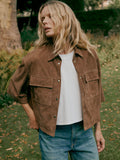 Women’s Suede Shirt Jacket With Chest Pockets