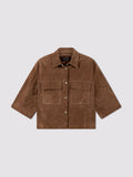 Women’s Suede Shirt Jacket With Chest Pockets