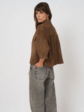 Women’s Suede Shirt Jacket With Chest Pockets
