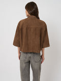 Women’s Suede Shirt Jacket With Chest Pockets