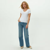 Nikki 1x1 Cotton Vneck Tee