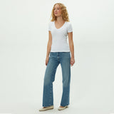 Nikki 1x1 Cotton Vneck Tee