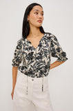 Belina Print V-Neck Elbow Sleeve Top