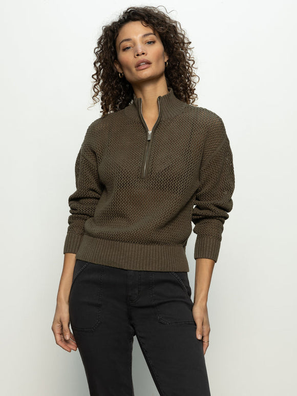 Open Knit 1/2 Zip Sweater