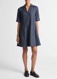 Cotton-Linen Chambray A-Line Dress