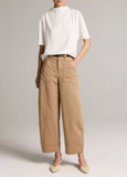 Draped Crepe Funnel-Neck Top