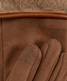 Stretch Suede Fold-up Faux Fur Cuff Gloves