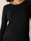Sheer Cotton Blend Knit Round Neck Tee