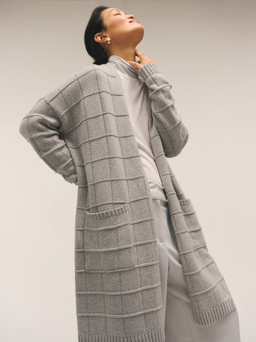 Cotton and Recycled Cashmere Knee Length Cardigan