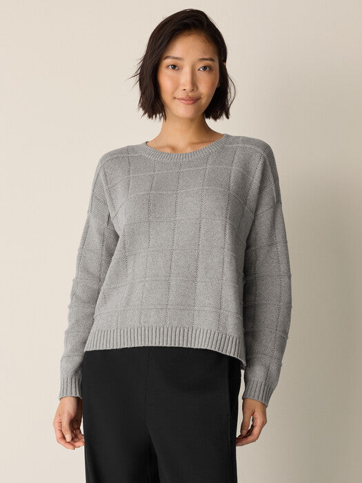 Cotton and Recycled Cashmere Crew Neck Sweater