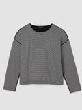 Doubleknit Organic Cotton Stripe Round Neck Reversible Top