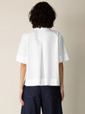 Organic Cotton Poplin Split Neck Top